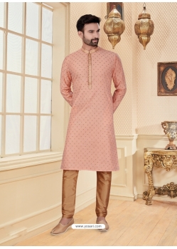 Peach Exclusive Readymade Designer Kurta Pajama