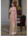 Baby Pink Designer Classic Wear Pure Modal Handloom Weaving Sari