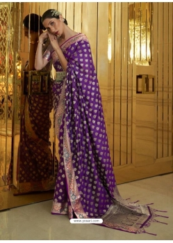 Violet Designer Classic Wear Sana Silk Nylon Sari