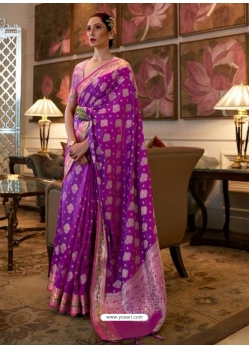 Purple Designer Classic Wear Sana Silk Nylon Sari