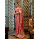 Light Red Designer Classic Wear Sana Silk Nylon Sari