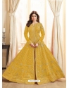 Yellow Latest Designer Mulberry Silk Indo Western Suit