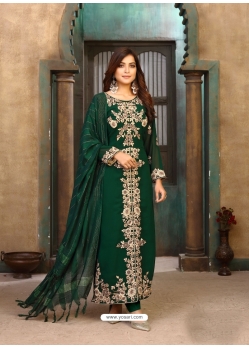 Dark Green Latest Designer Faux Georgette Salwar Suit