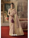 Dusty Pink Designer Classic Wear Crow Chat Silk Sari