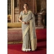 Grey Designer Classic Wear Crow Chat Silk Sari