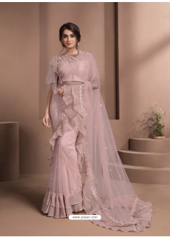 Dusty Pink Designer Party Wear Sari