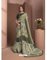 Olive Green Designer Party Wear Sari