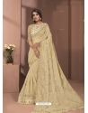Cream Designer Party Wear Sari