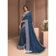 Teal Blue Designer Party Wear Sari