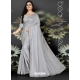 Light Grey Designer Party Wear Dola Silk Sari