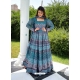 Blue Readymade Designer Festive Wear Chanderi Aanarkali Suit