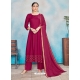 Rose Red Readymade Designer Party Wear Rayon Anarkali Suit