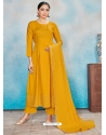 Mustard Readymade Designer Party Wear Rayon Anarkali Suit