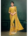 Mustard Designer Party Wear Imported Silk Lycra Sari