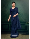 Navy Blue Designer Party Wear Imported Silk Lycra Sari