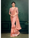 Light Orange Designer Party Wear Imported Silk Lycra Sari