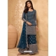 Teal Blue Latest Designer Georgette Sharara Salwar Suit