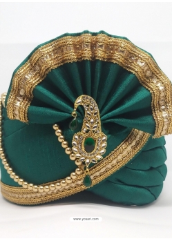 Teal Designer Dupion Silk Wedding Turban