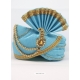 Blue Designer Dupion Silk Wedding Turban