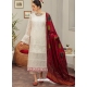 White Latest Trendy Long Straight Cut Salwar Suit With Designer Dupatta