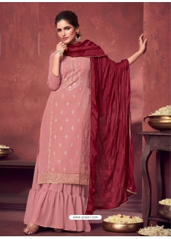 Dusty Pink Latest Designer Georgette Palazzo Salwar Suit