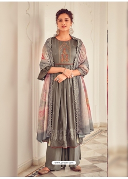 Grey Latest Designer Pure Jam Cotton Palazzo Salwar Suit
