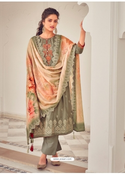 Grayish Green Latest Designer Pure Jam Cotton Palazzo Salwar Suit