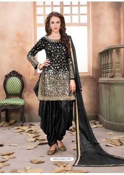 Black Latest Designer Tafeta Silk Punjabi Patiala Suit