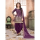 Purple Latest Designer Tafeta Silk Punjabi Patiala Suit