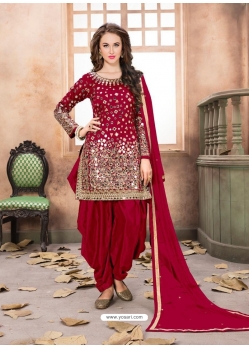 Crimson Latest Designer Tafeta Silk Punjabi Patiala Suit