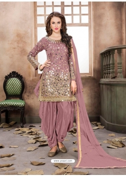 Dusty Pink Latest Designer Tafeta Silk Punjabi Patiala Suit