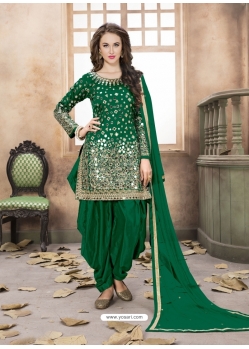 Forest Green Latest Designer Tafeta Silk Punjabi Patiala Suit