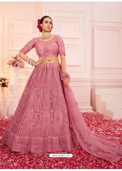 Old Rose Heavy Designer Bridal Wear Net Lehenga Choli