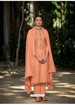 Light Orange Latest Designer Viscose Muslin Palazzo Salwar Suit