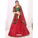 Tomato Red Designer Party Wear Mono Net Lehenga Choli