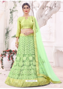 Green Designer Party Wear Mono Net Lehenga Choli