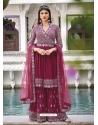 Rose Red Latest Designer Pure Georgette Palazzo Salwar Suit