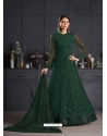 Dark Green Designer Party Wear Butterfly Net Indo Western Suit