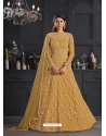 Mustard Designer Party Wear Butterfly Net Indo Western Suit