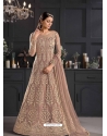 Beige Designer Party Wear Butterfly Net Indo Western Suit