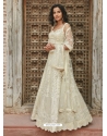 Off White Designer Wedding Wear Organza Silk Lehenga Choli
