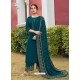 Teal Blue Readymade Designer Party Wear Rayon Palazzo Salwar Suit