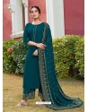 Teal Blue Readymade Designer Party Wear Rayon Palazzo Salwar Suit