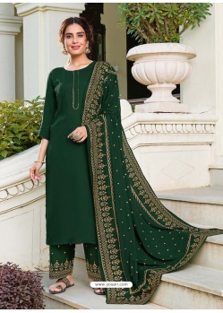 Dark Green Readymade Designer Party Wear Rayon Palazzo Salwar Suit