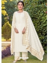 Off White Readymade Designer Party Wear Rayon Palazzo Salwar Suit