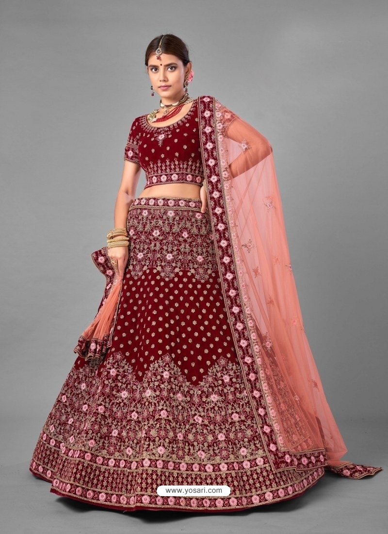 Gorgeous Pink Color Embroidered Attractive Party Wear silk Dulhan Lehe –  Mavani Fashion