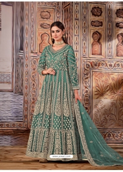 Aqua Mint Latest Designer Wedding Wear Anarkali Suit