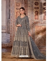 Grey Latest Designer Wedding Wear Anarkali Suit