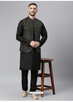 Black Exclusive Readymade Designer Kurta With Jacket