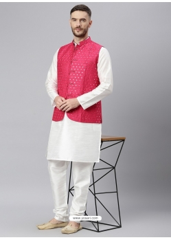 White Exclusive Readymade Designer Kurta With Jacket